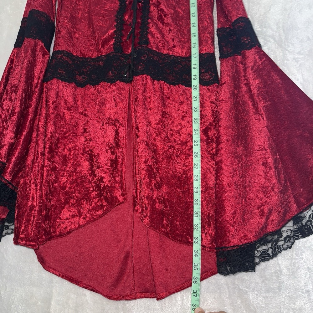 Lip Service Dress Women Large Velvet Lace Goth Renaissance Witch Vampy 90s Bell - Picture 12 of 15